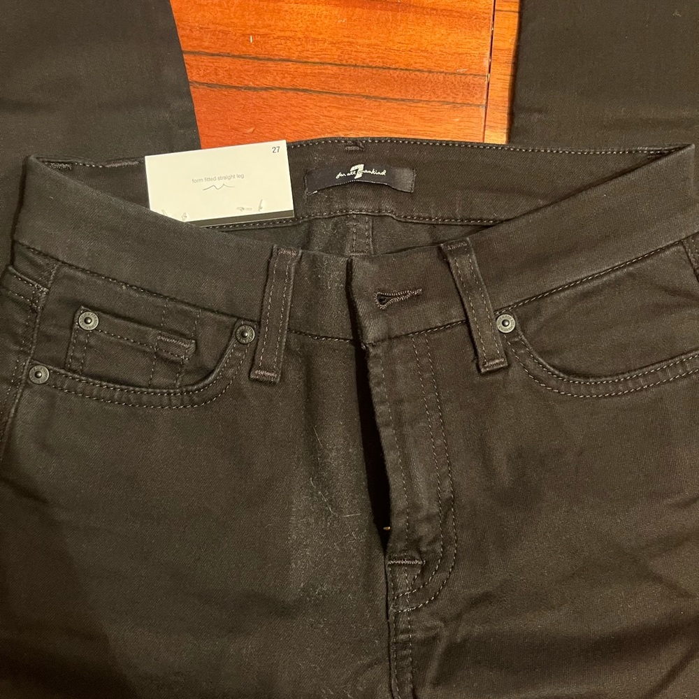 7 of all mankind kimmie black straight leg - Picture 4 of 6